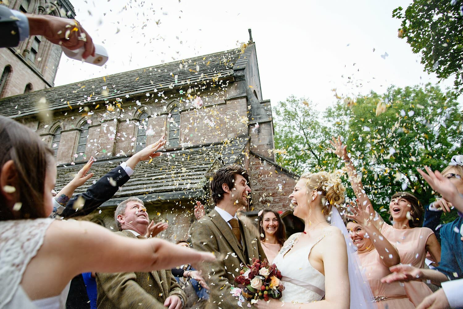 Confetti at a Purbeck wedding