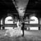 Bournemouth beach wedding pose under the pier Bride and groom under Bournemouth Pier in Black and White