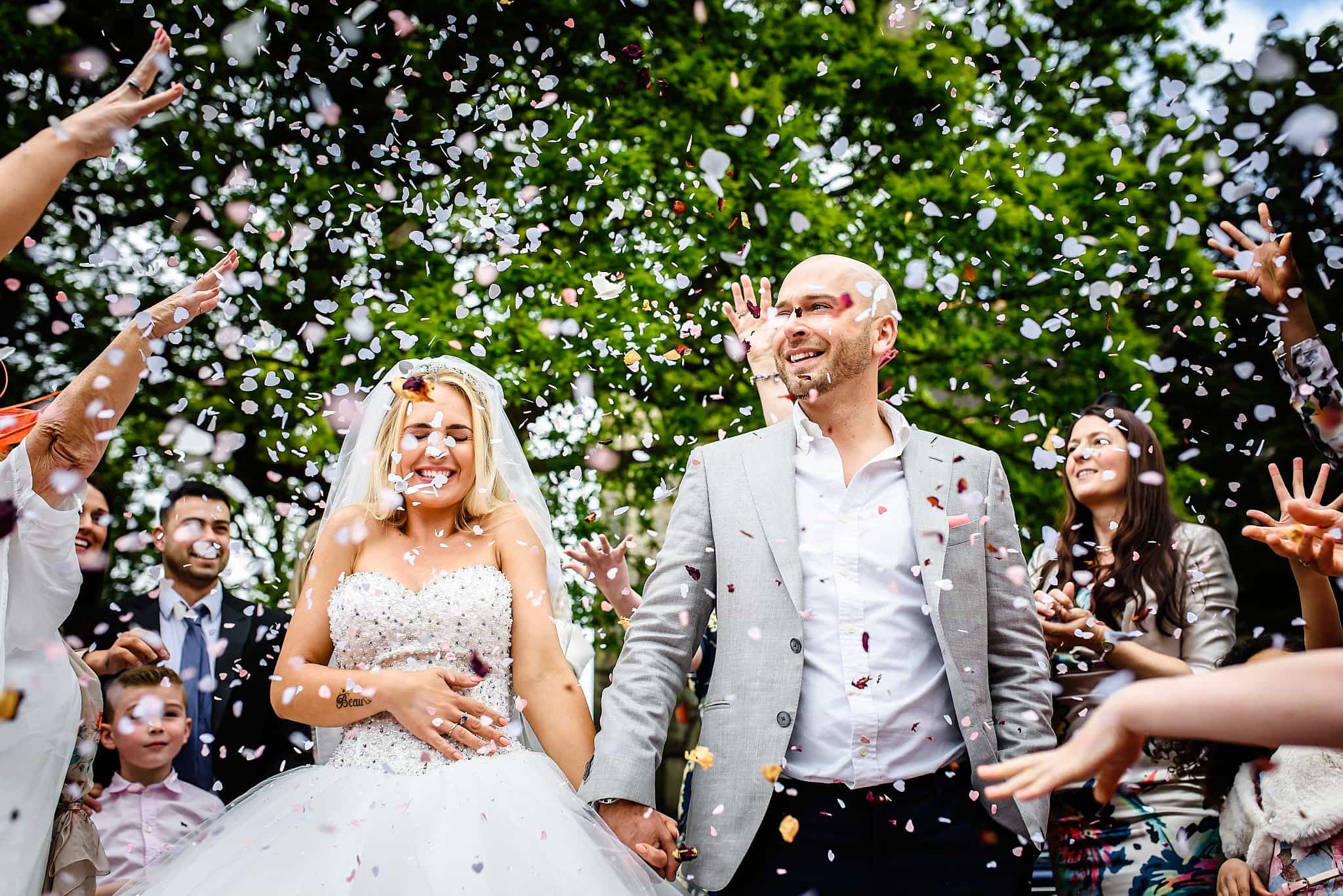 Confetti Toss at Poole Wedding