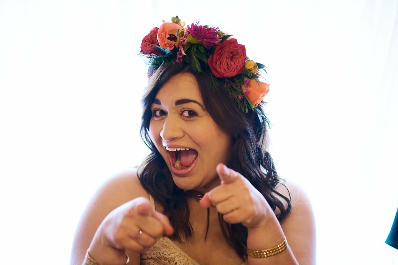 Happy bride at Silchester Farm wedding