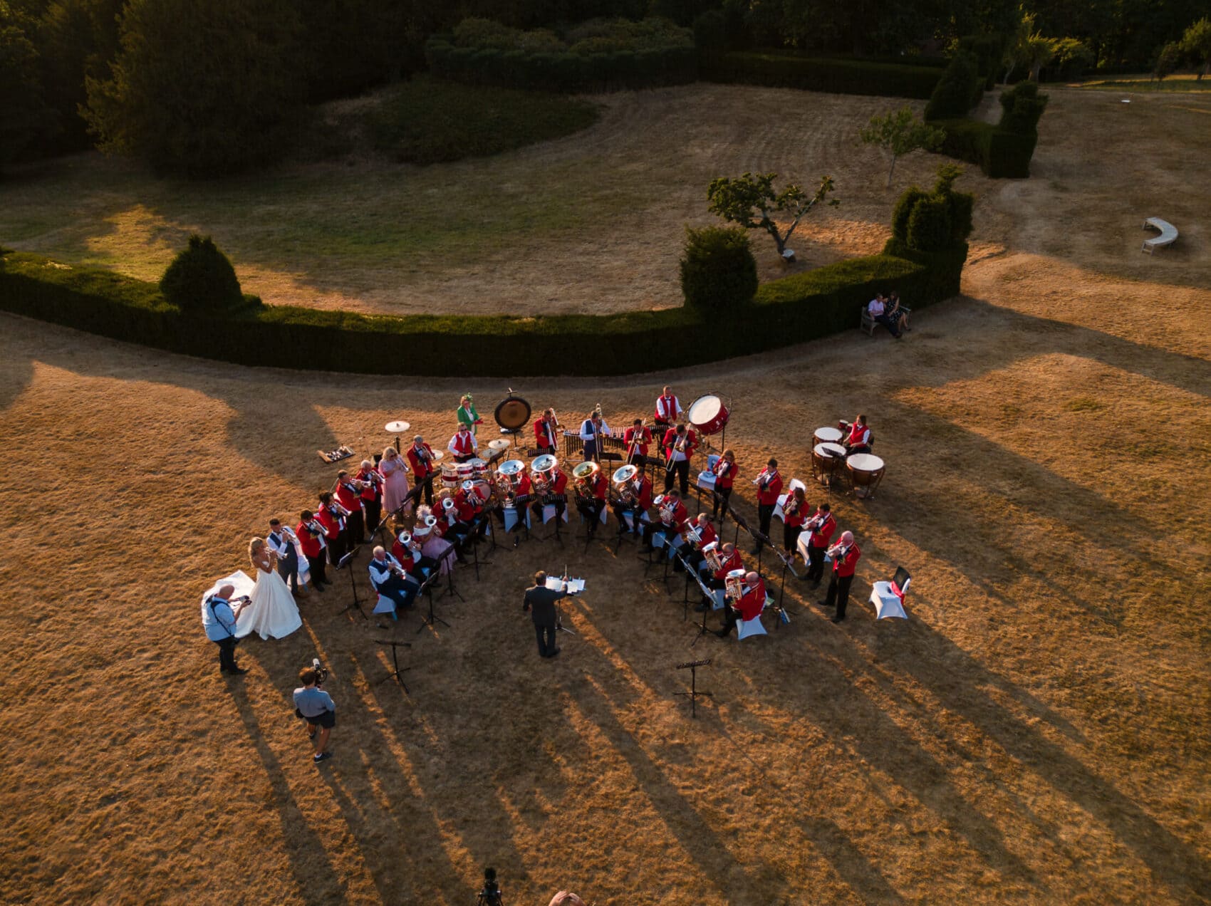 Drone photo of Hyde Brass band