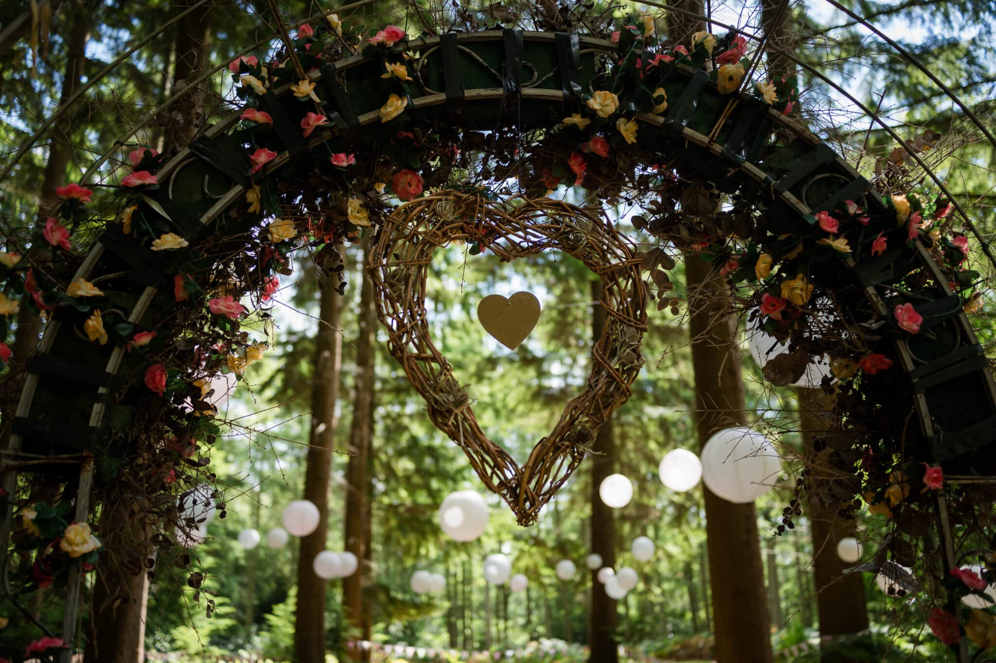 Aisle decorations at Weddings in the Wood