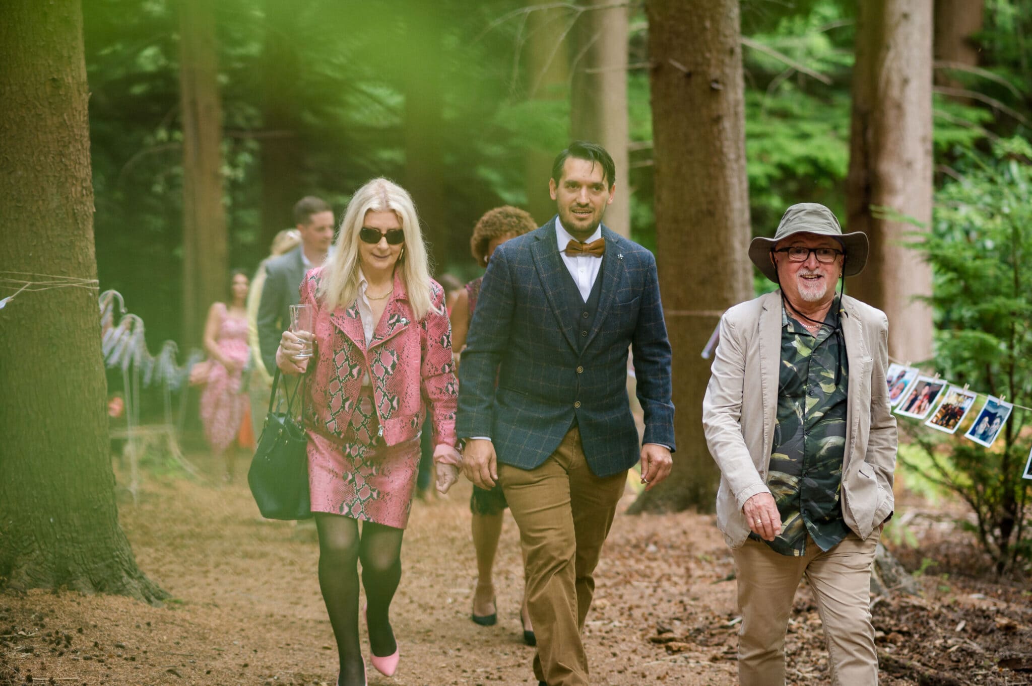 Guests arrive at Weddings in the Wood in Hampshire