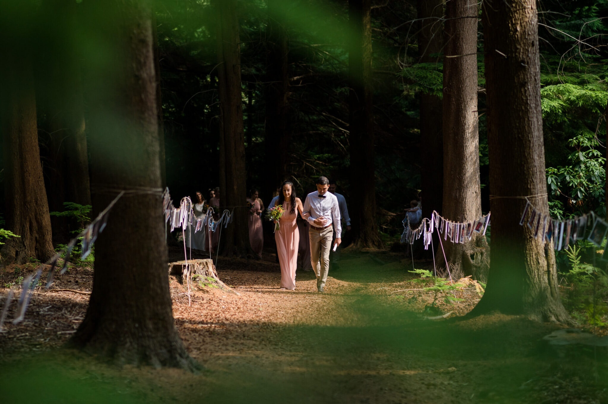 Bridesmaid arriving at Weddings in the Wood in the New Forest