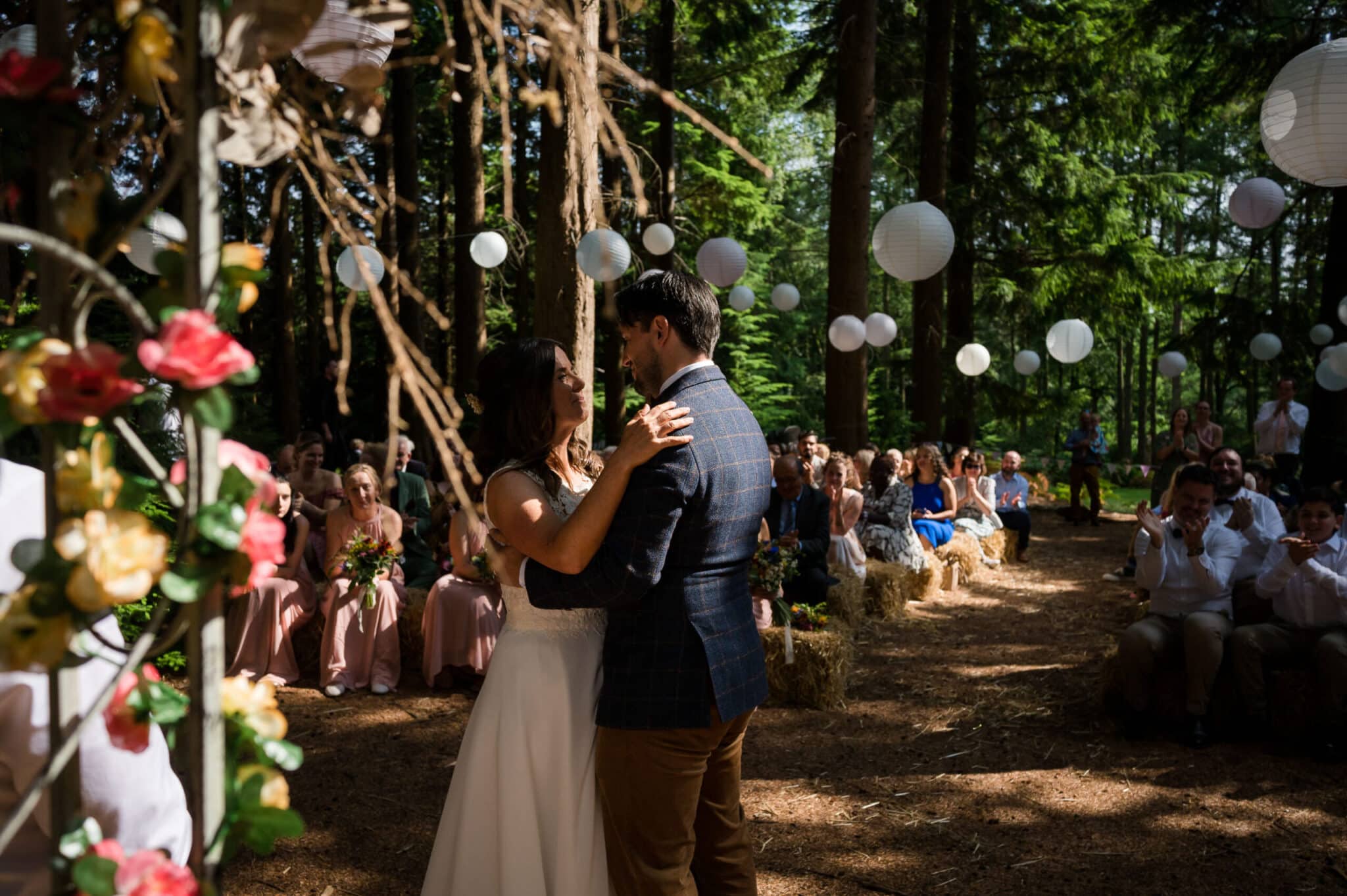 Bride and groom at Weddings in the Wood