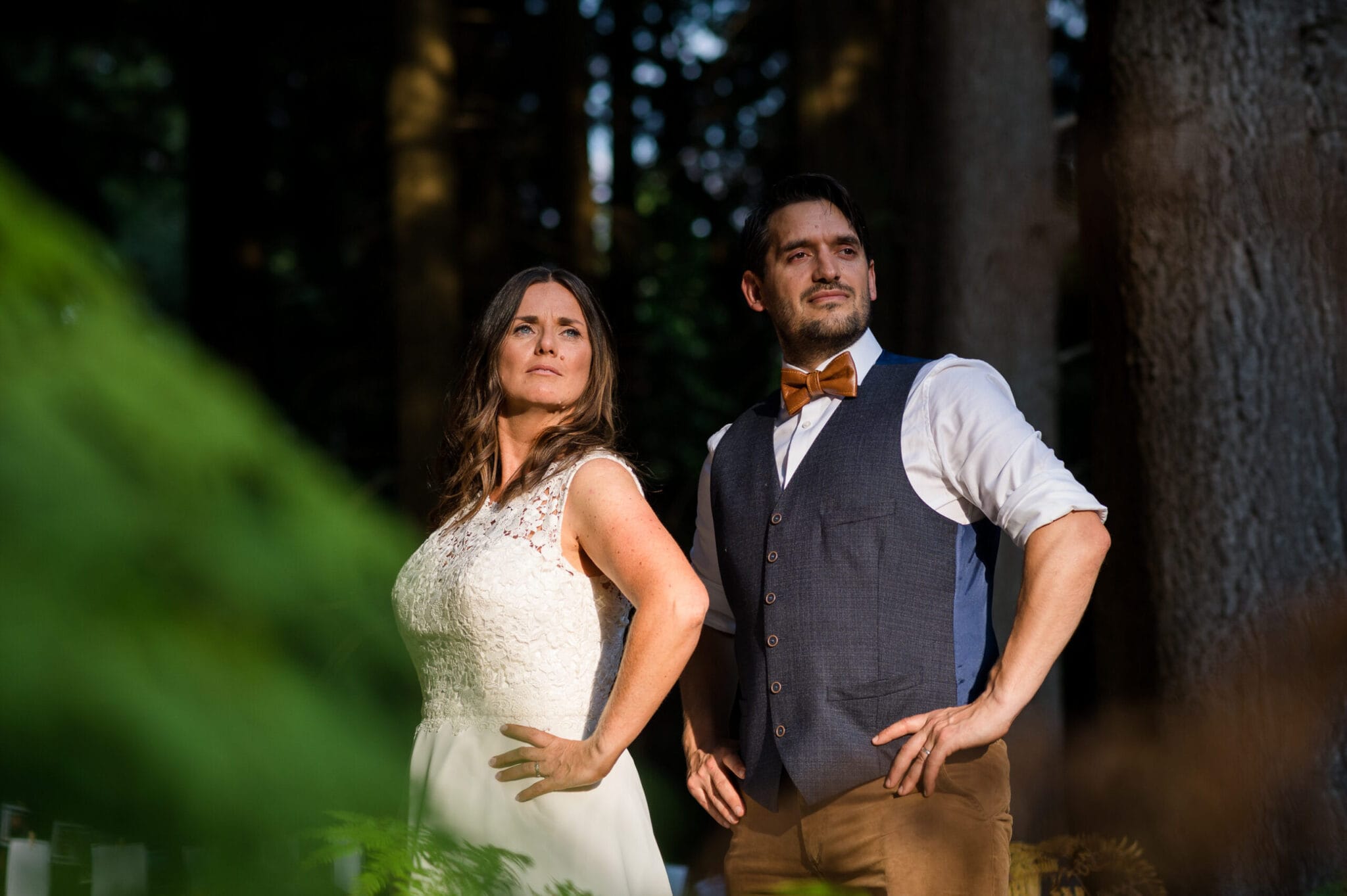 Album cover posing at Weddings in the Wood near Burley in the New Forest