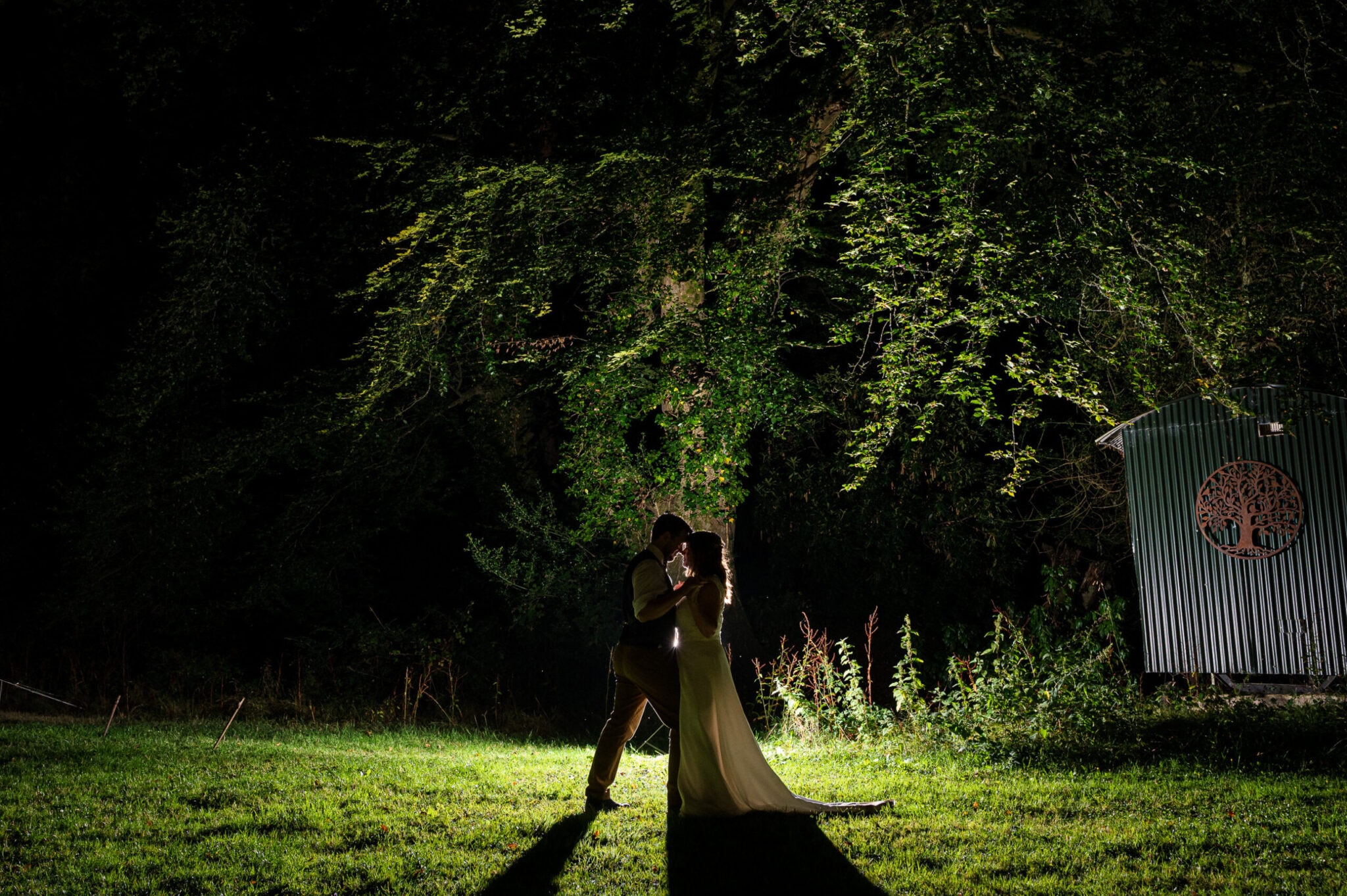 Night time photography at Weddings in the Wood near Burley in the New Forest