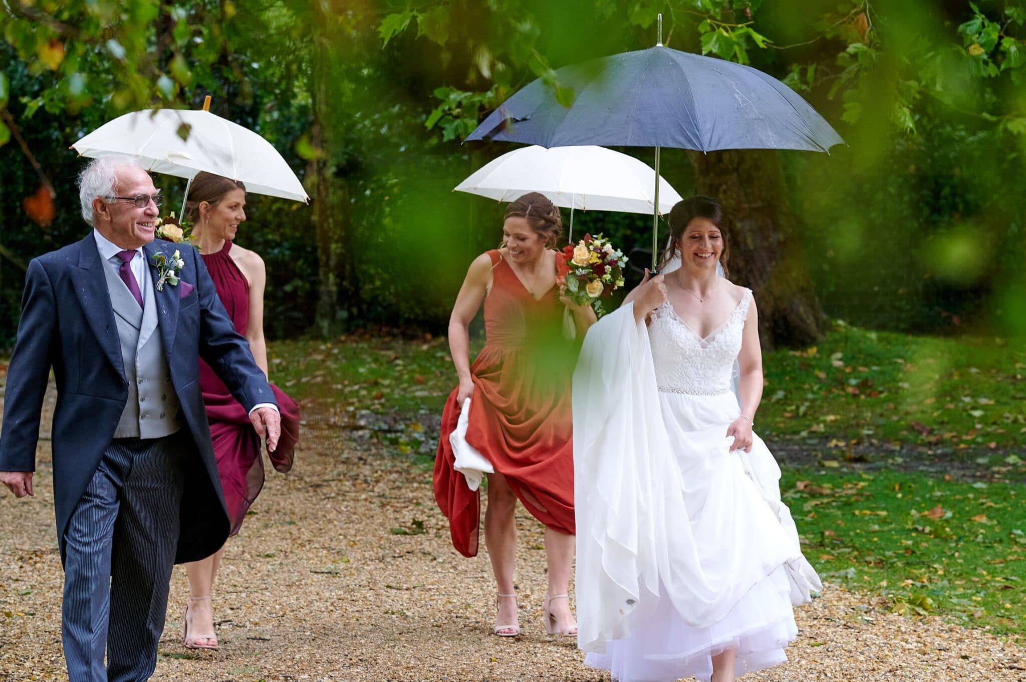 Bride with Umbrella at Brownsea Island wedding