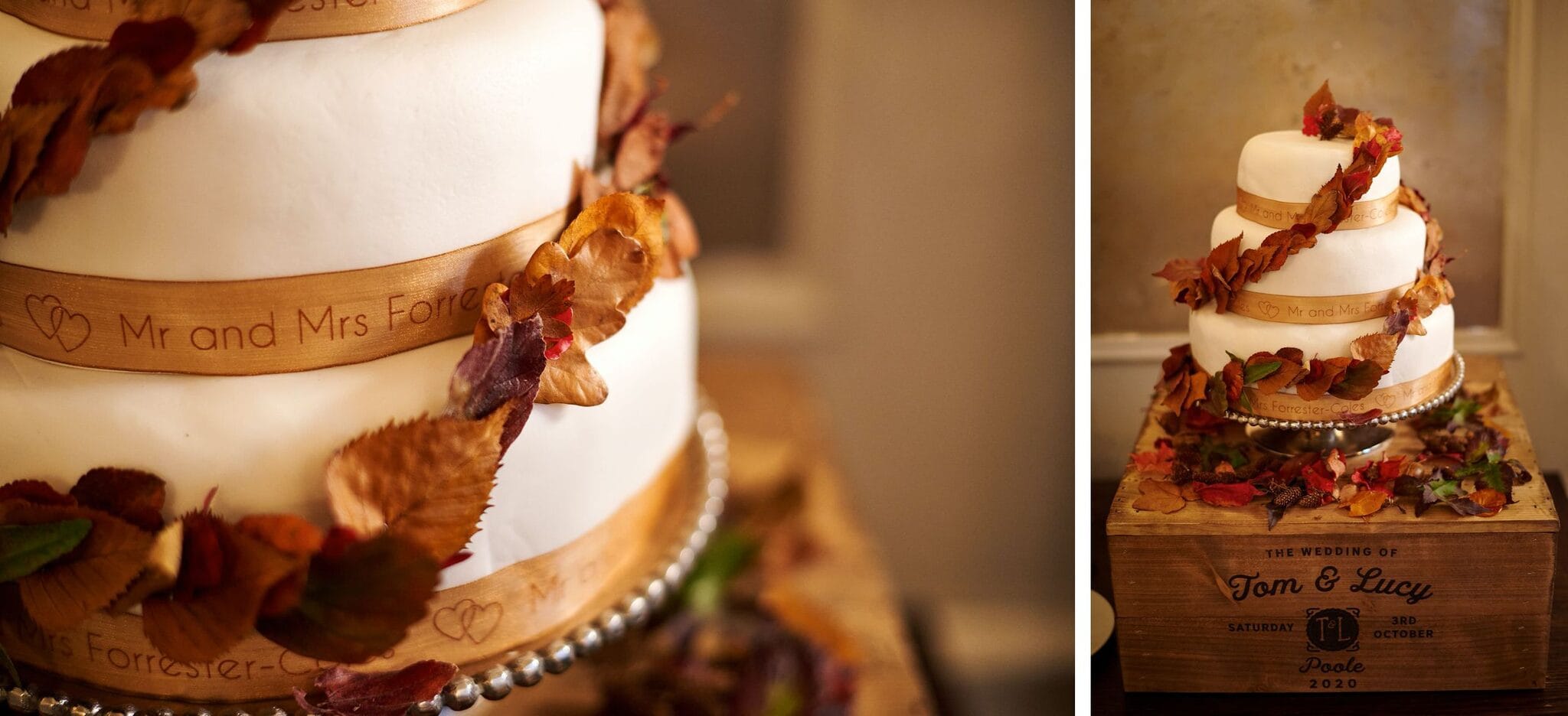 wedding cake at Autumnal Brownsea Island wedding