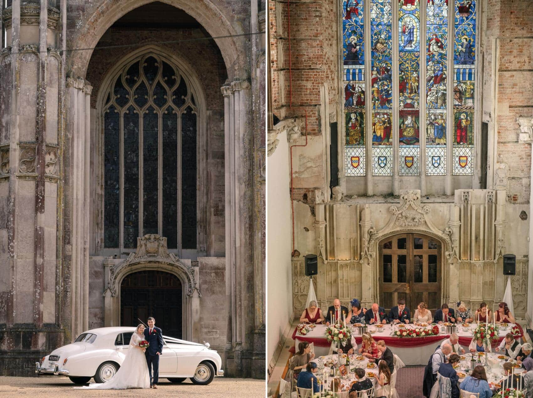 Inside and outside of Highcliffe castle wedding