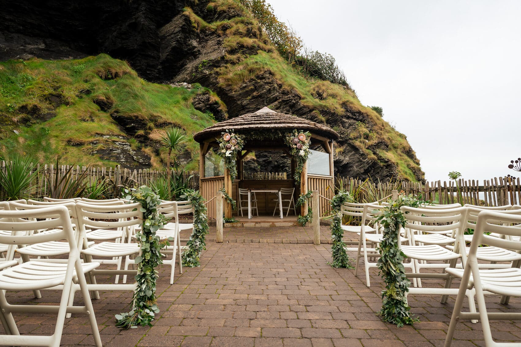 outdoor ceremony at Tunnels Beaches Wedding