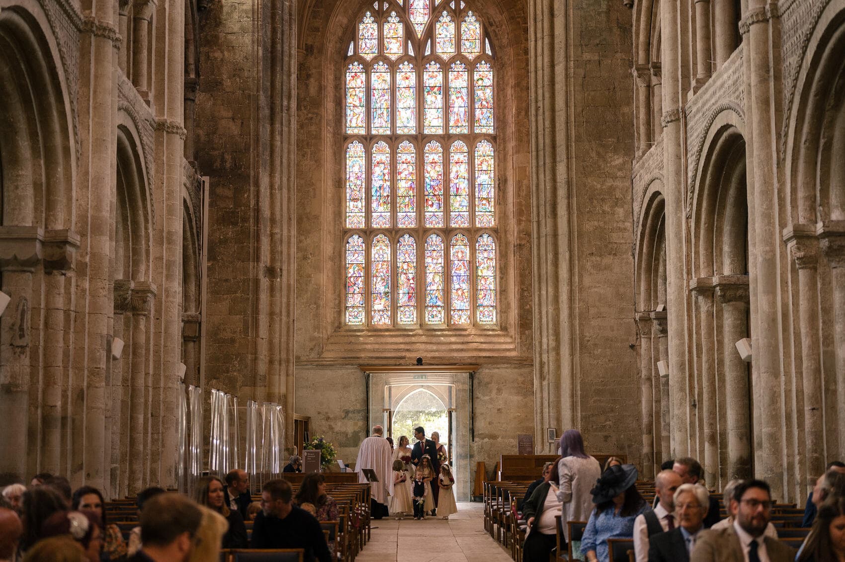 Christchurch Priory wedding ceremony from inside