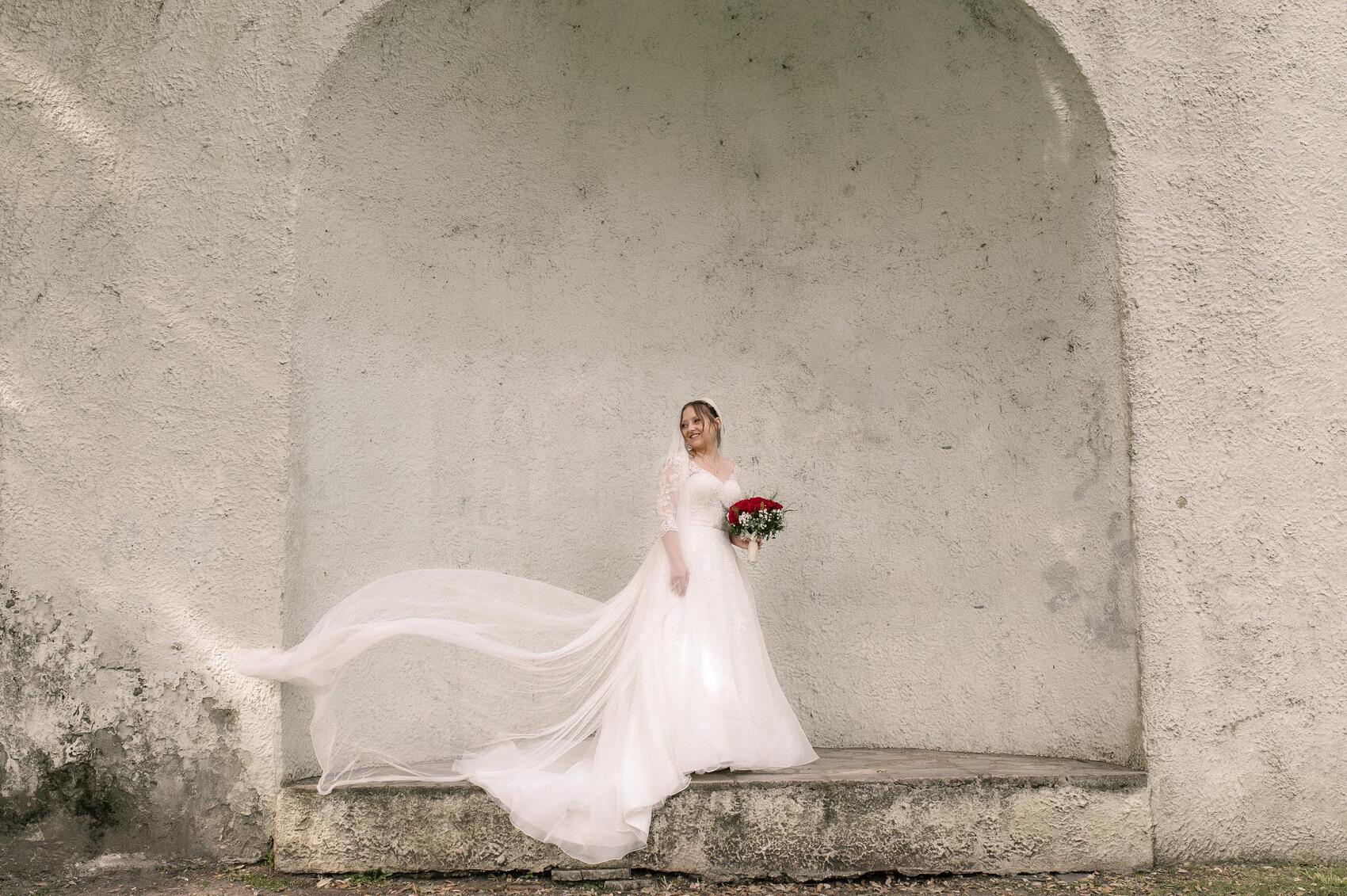 Bride in the folly near Christchurch Priory