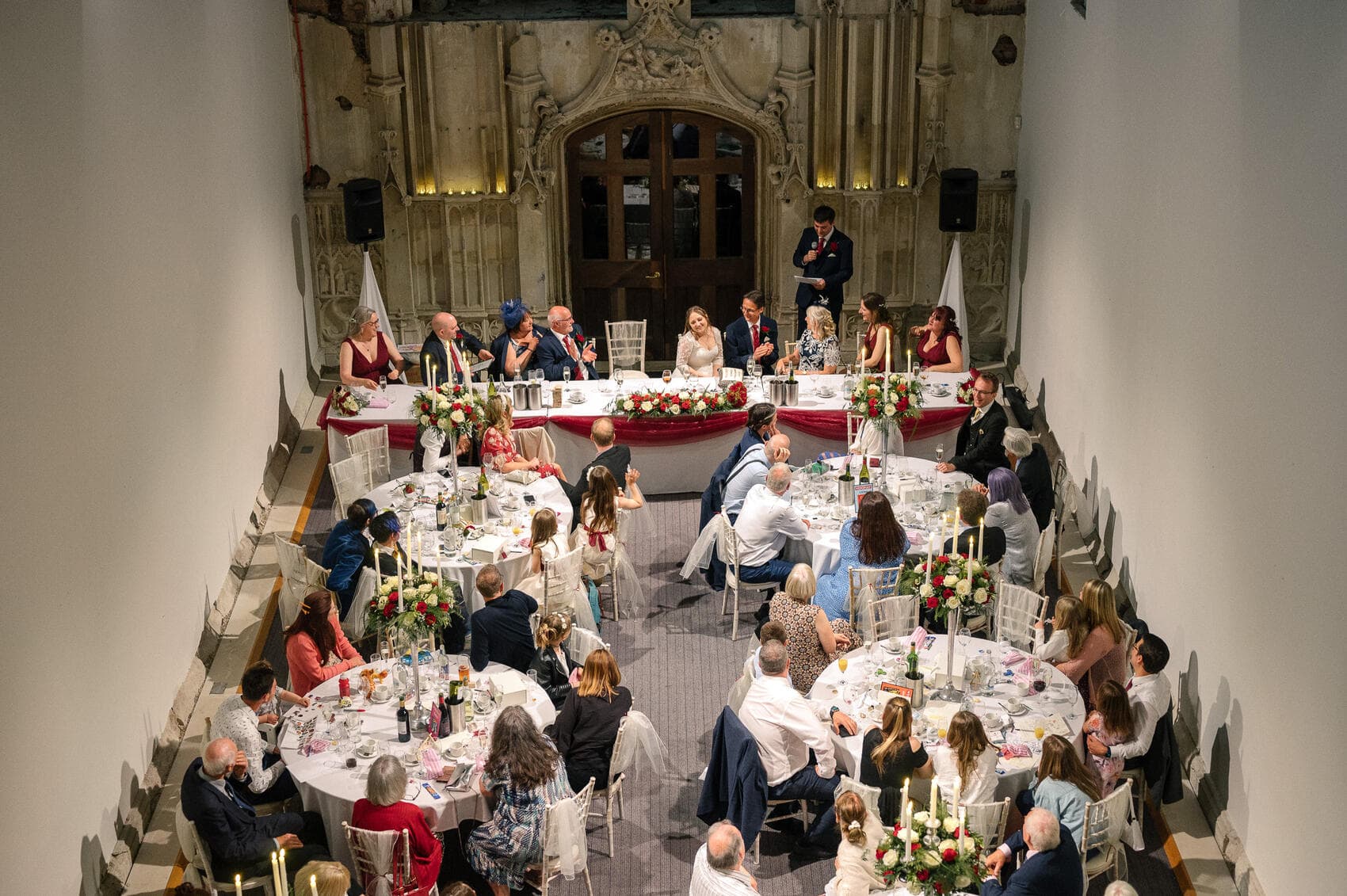 The Great hall from above Highcliffe castle wedding