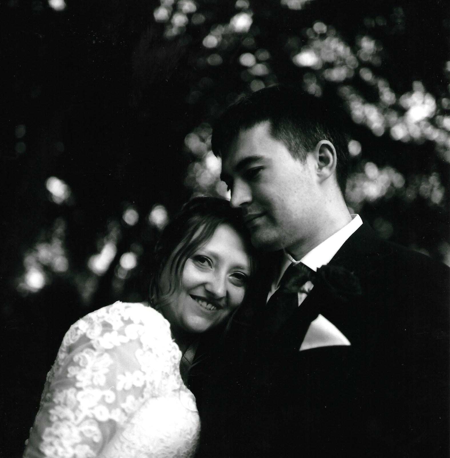 Black and white film wedding photography