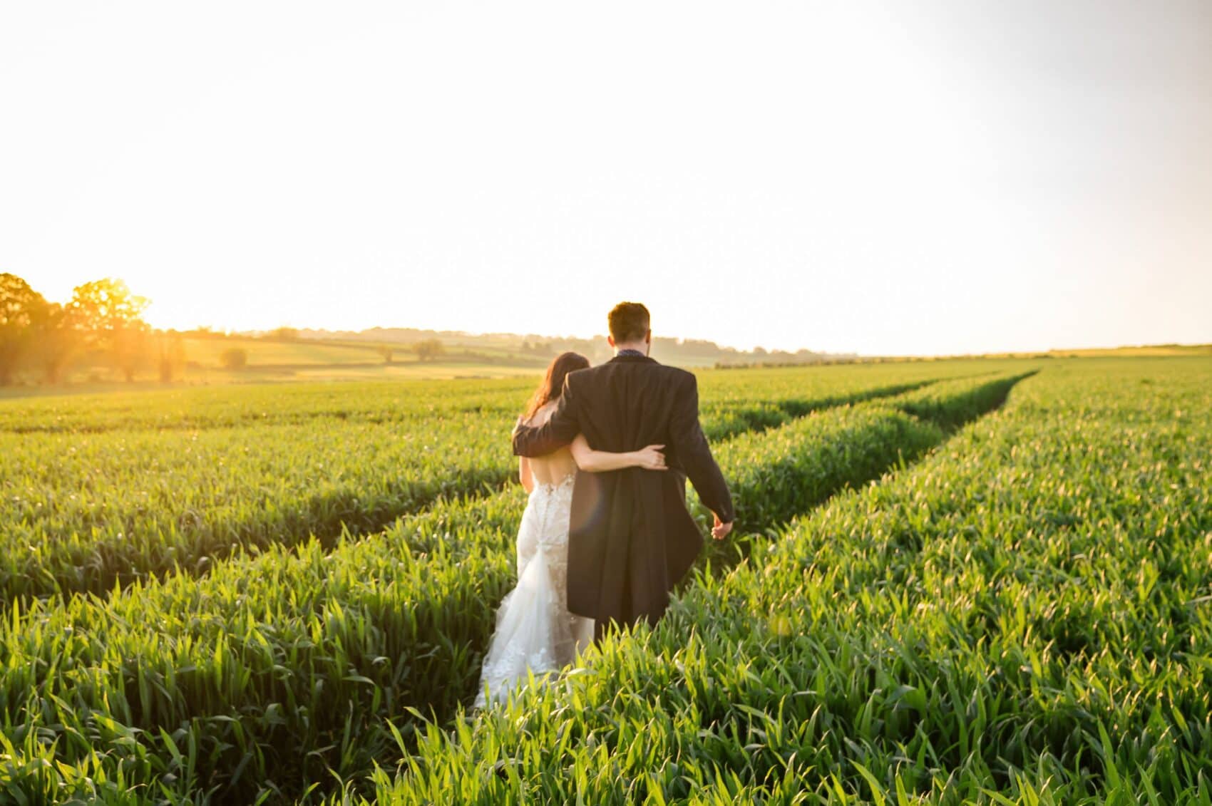 Golden hour portraits in the corn field at Abbots Court wedding