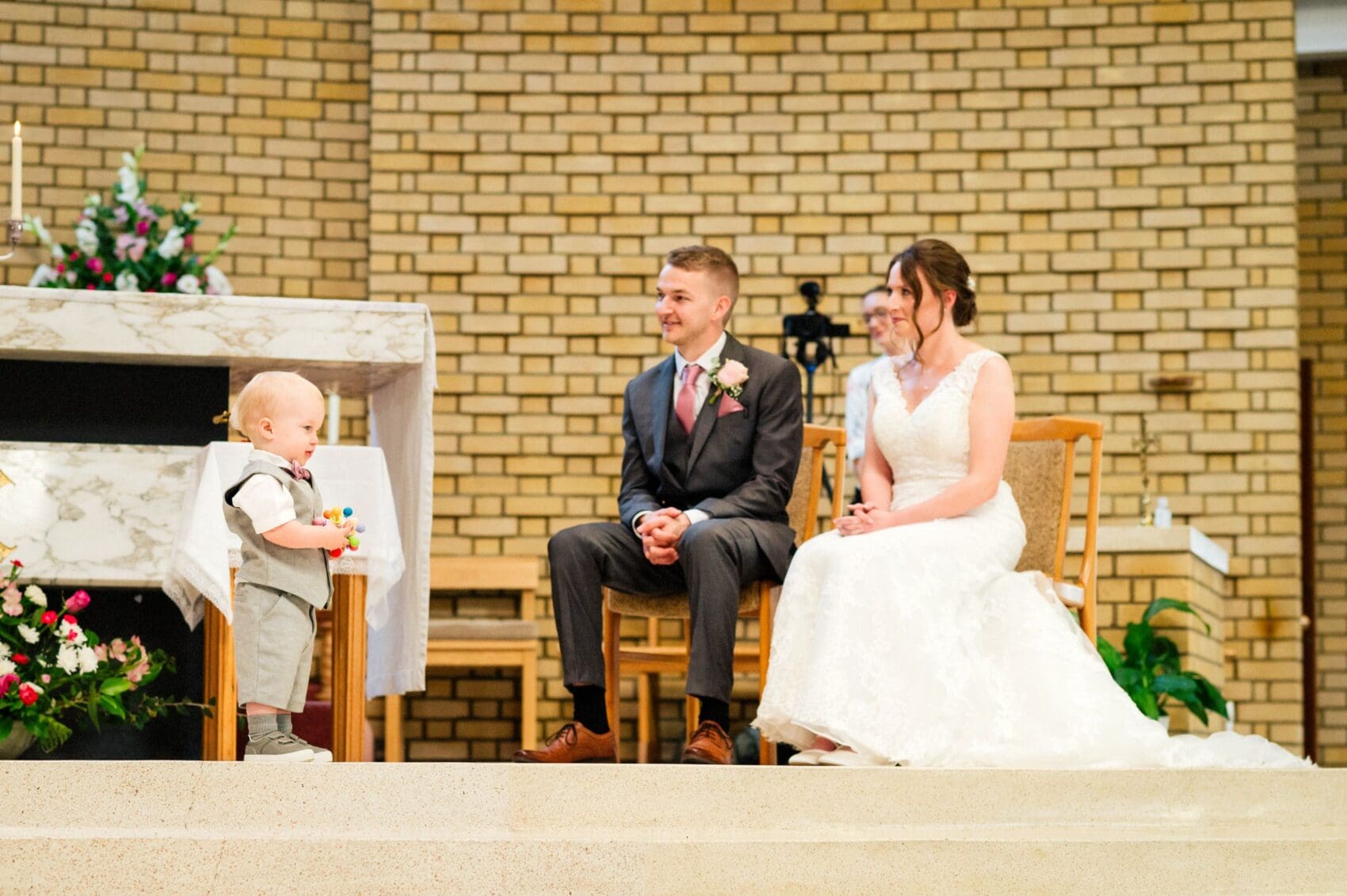Paige boy steals the show at St Mary's Catholic Church wedding