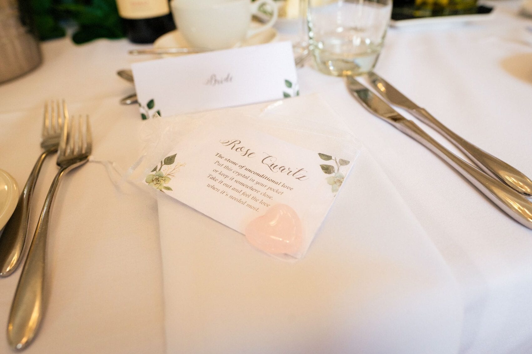 wedding favours on table at The Italian Villa in Poole