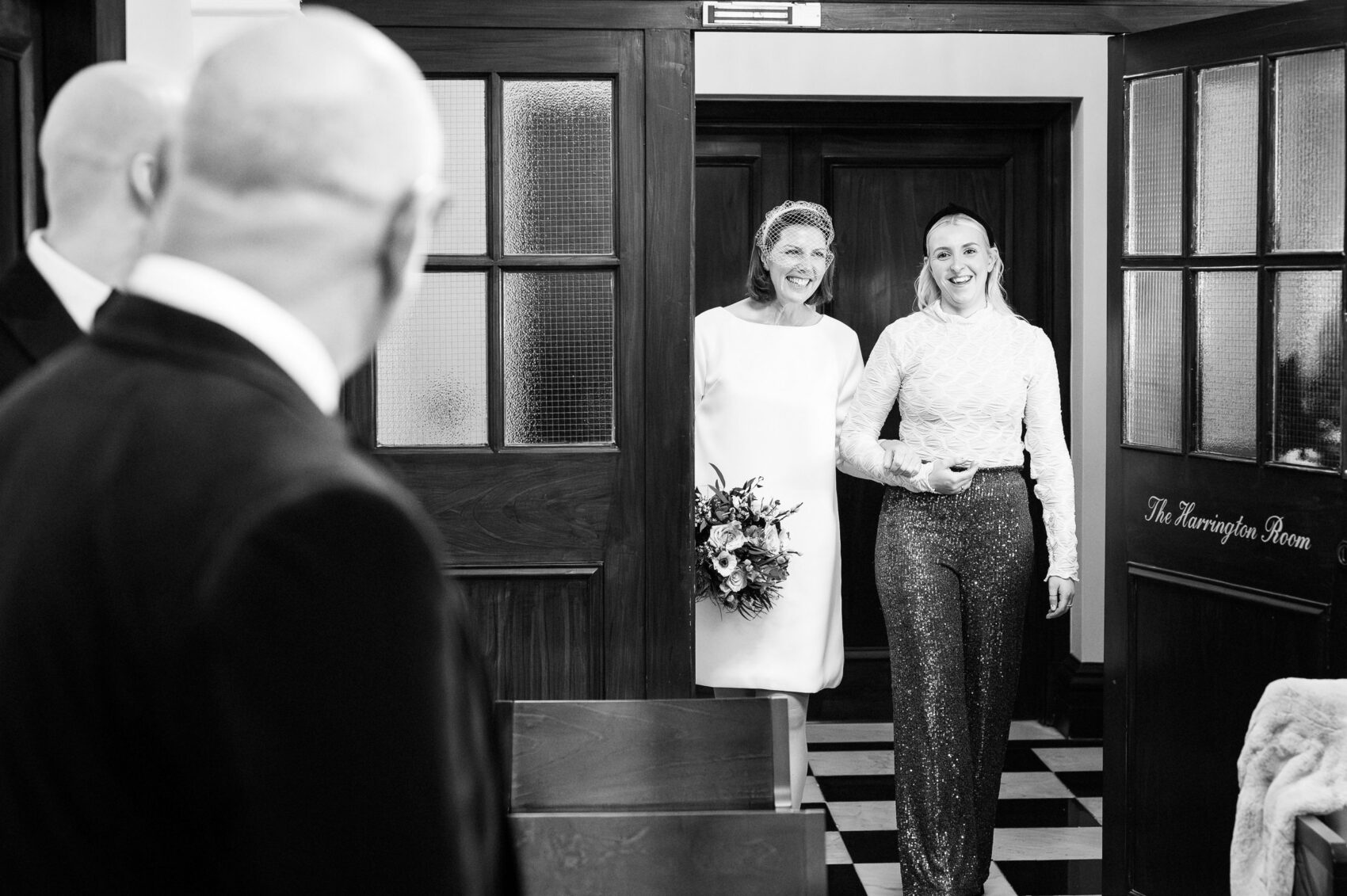 Brides arrival at Kensington and Chelsea Registry office wedding