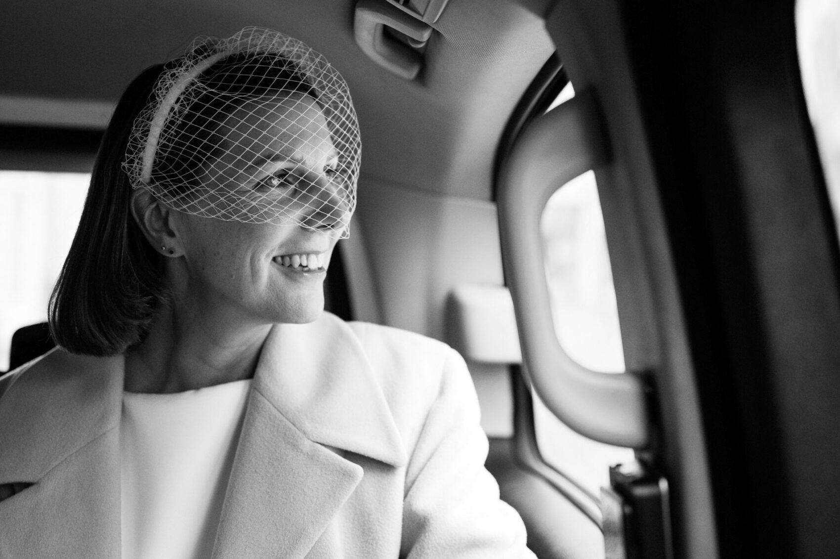 Bride in a london taxi