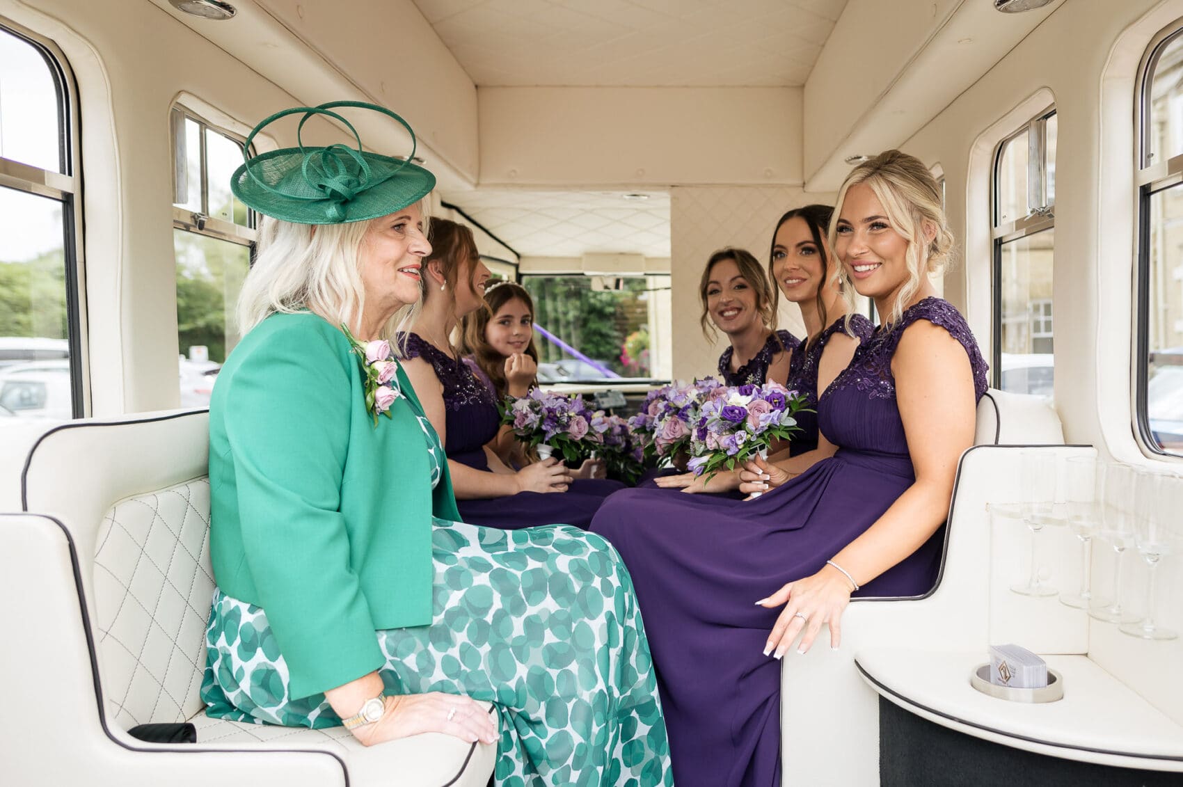 Mother and the bridesmaids arrive at Chilworth Manor Hotel wedding