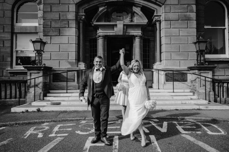 Bride and Groom Celebrate their wedding at Bournemouth registry office