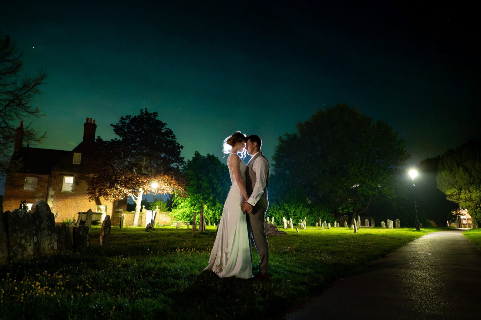 Bride and Groom under the Aurora in Dorset