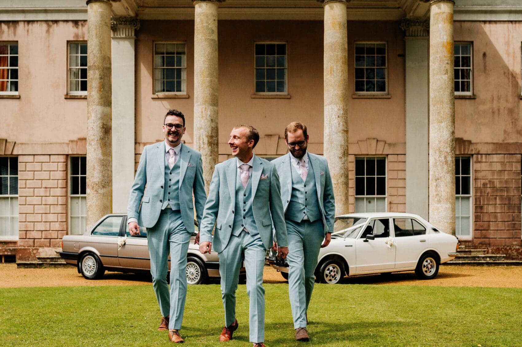 Groomsmen outside Hale Park House Wedding