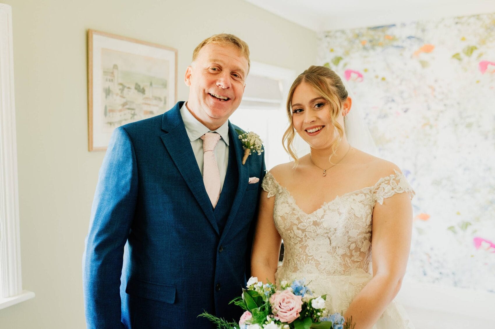 bride and dad at Hale Park House Wedding