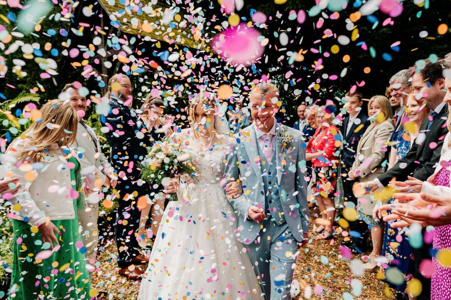 Confetti toss at Hale Park House in Dorset