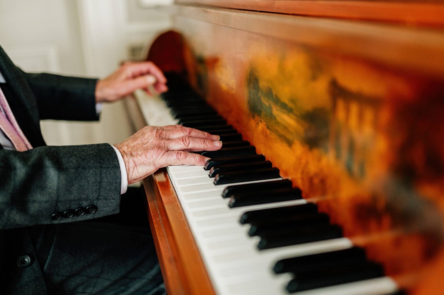 Playing the piano at Hale Park House reception