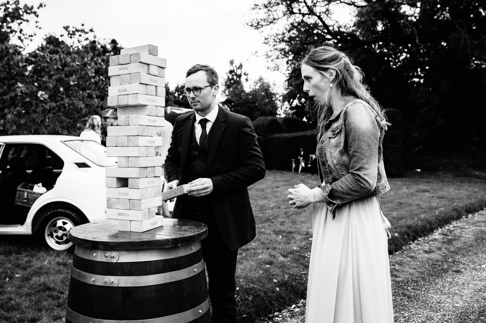 Jenga garden games at Hale Park House Wedding