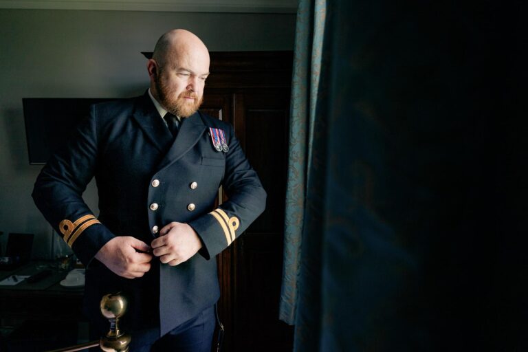 Groom gets ready for his River Cottage wedding