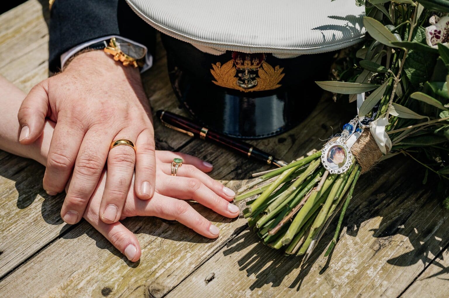 Signing table details at River Cottage garden wedding