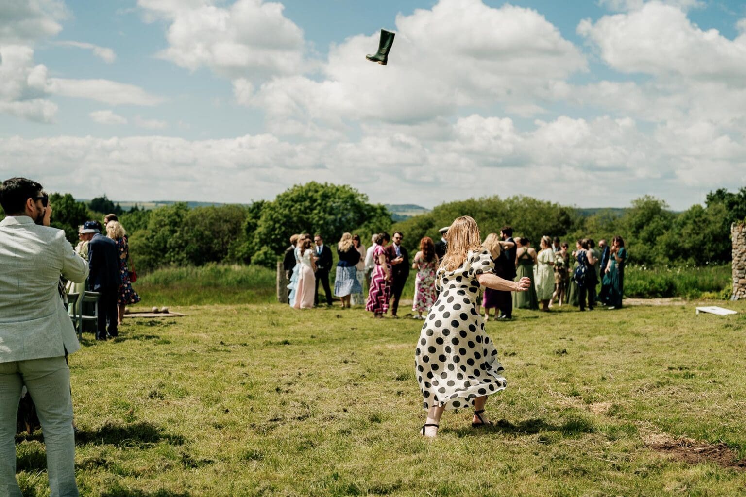 welly wanging at River Cottage garden wedding