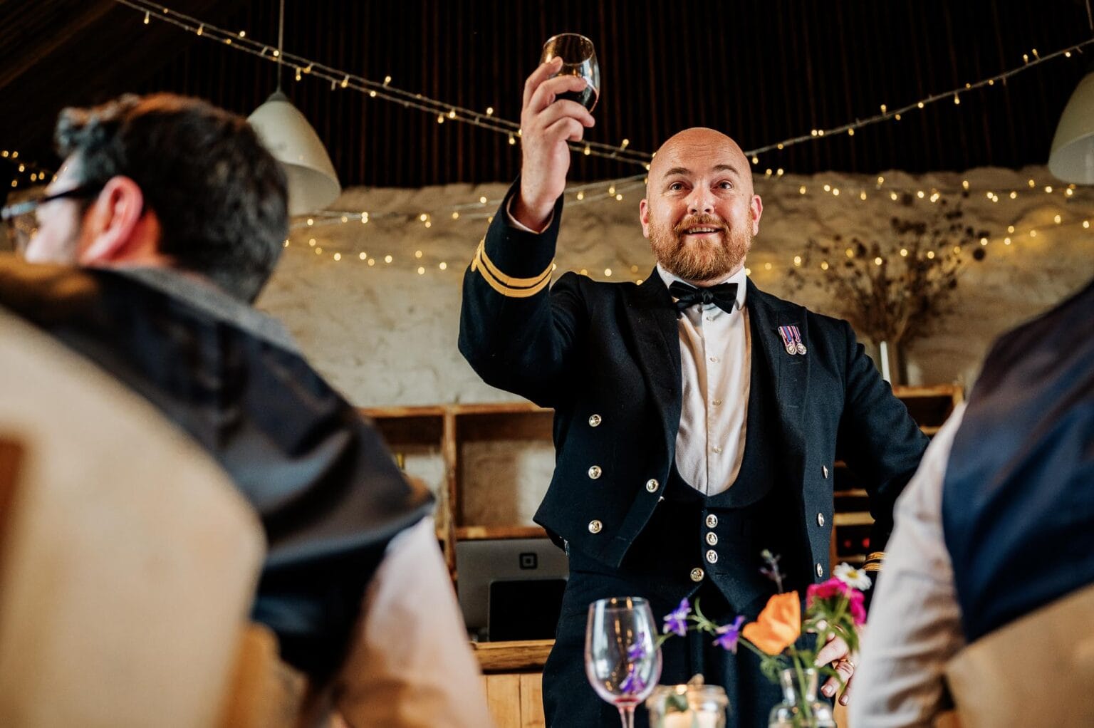 Groom makes a toast at River cottage HQ wedding