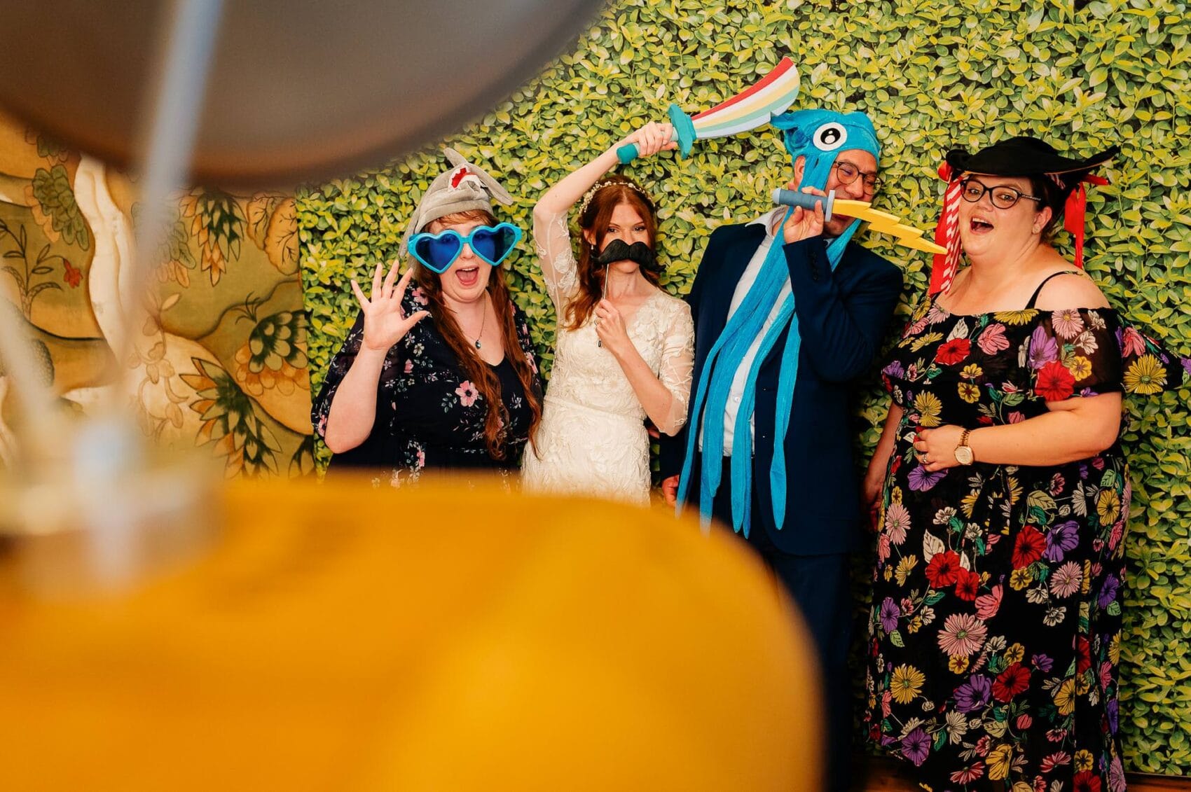 Photobooth fun at Owlpen Manor weddding