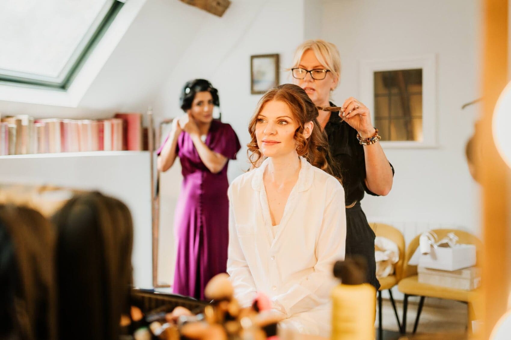 Bride getting ready at Owlpen Manor weddding