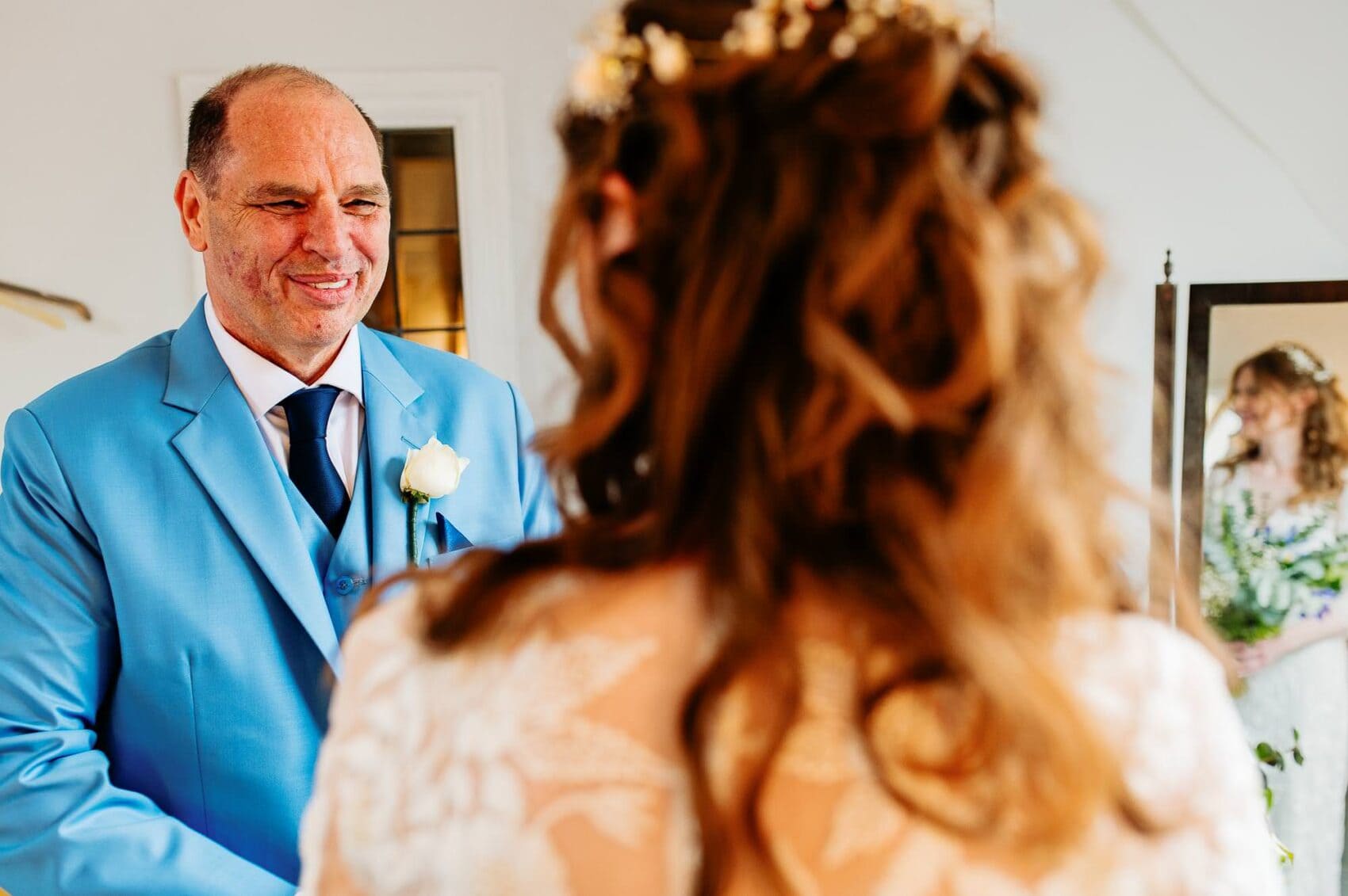 Dad sheds a tear for his daughter at Owlpen Manor weddding