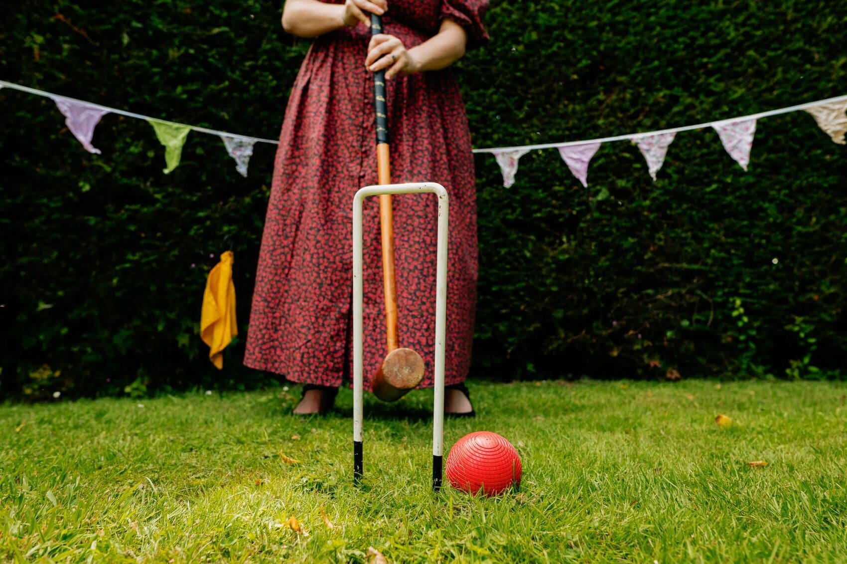 Croquet on the lawn at Owlpen Manor weddding