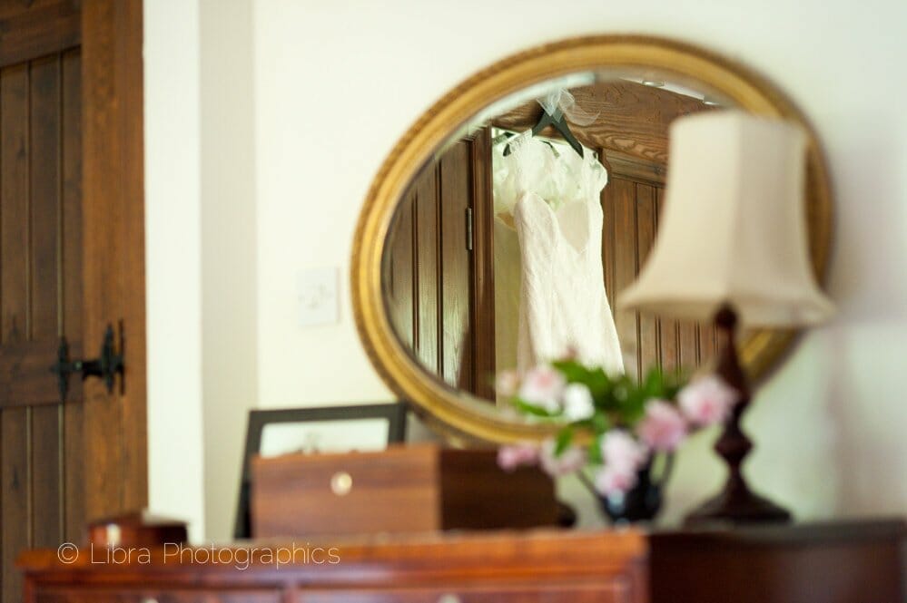 Wedding dress in mirror