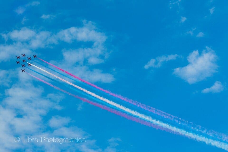 Red arrows fly over Bournemouth wedding
